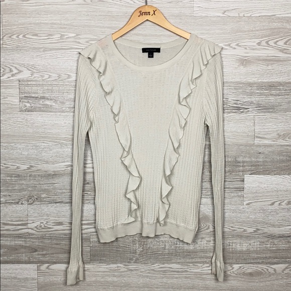 Ann Taylor Silk Ruffle Front Long Sleeve Blouse - Picture 1 of 8